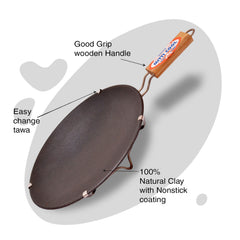 Clay Non-Stick Tawa With Handle - 10 inch