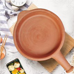 Clay Fry Pan with Handle for Cooking on Gas