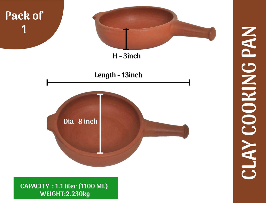 Clay Fry Pan with Handle for Cooking on Gas