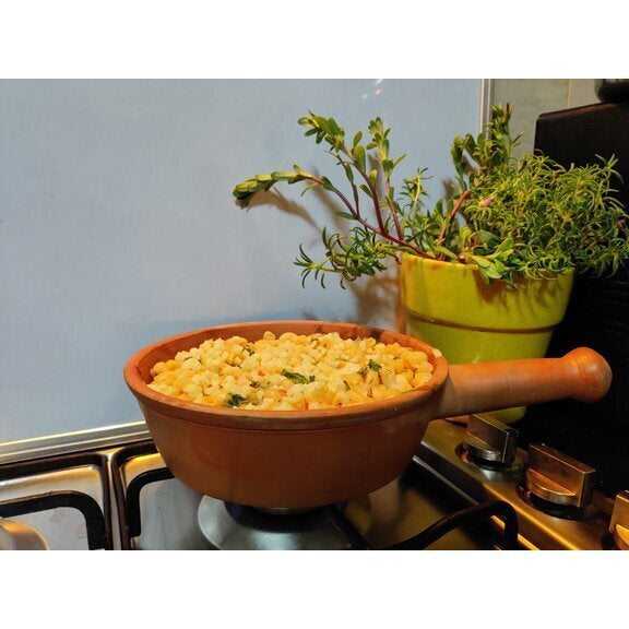 Clay Fry Pan with Handle for Cooking on Gas