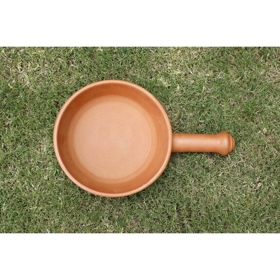 Clay Fry Pan with Handle for Cooking on Gas